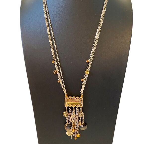 Coldwater Creek Gold Tone Triple Chain Statement Necklace. - Picture 6 of 6